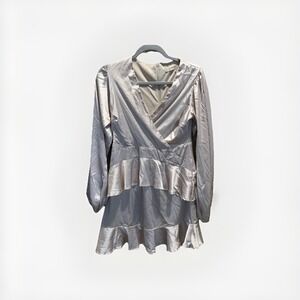 altar'd‎ state dress Long Sleeve Champagne Color Satin Feel Size M